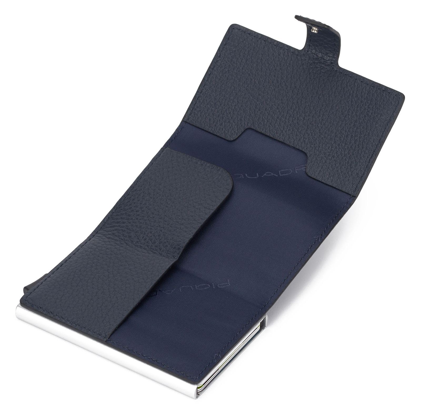 PIQUADRO - Portacarte di Credito Compatto in Pelle - Uomo - Blu Notte