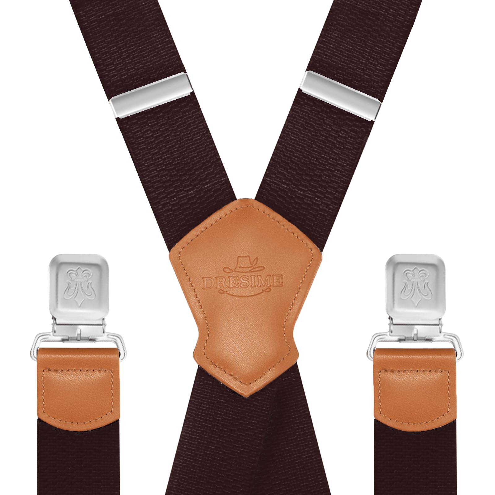 Dresime Bretelle da Uomo per pantaloni con 4 clip forti 4 cm di larghezza, per Uomini e Donne Grandi e alti Larghezza Regolabile di Elastiche e Forma a X Elastica