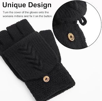 YSense Winter Warm Fingerless Gloves for Women 2 Pairs