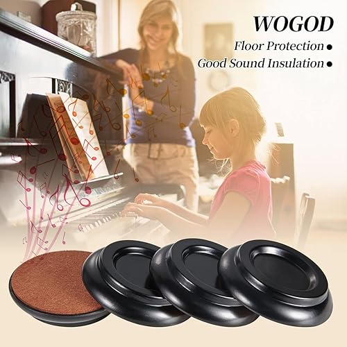 Miniatura 2 de WOGOD - Copas de ruedas para piano, protectores de suelo para patas verticales, almohadillas de fieltro para patas inferiores para muebles de piso