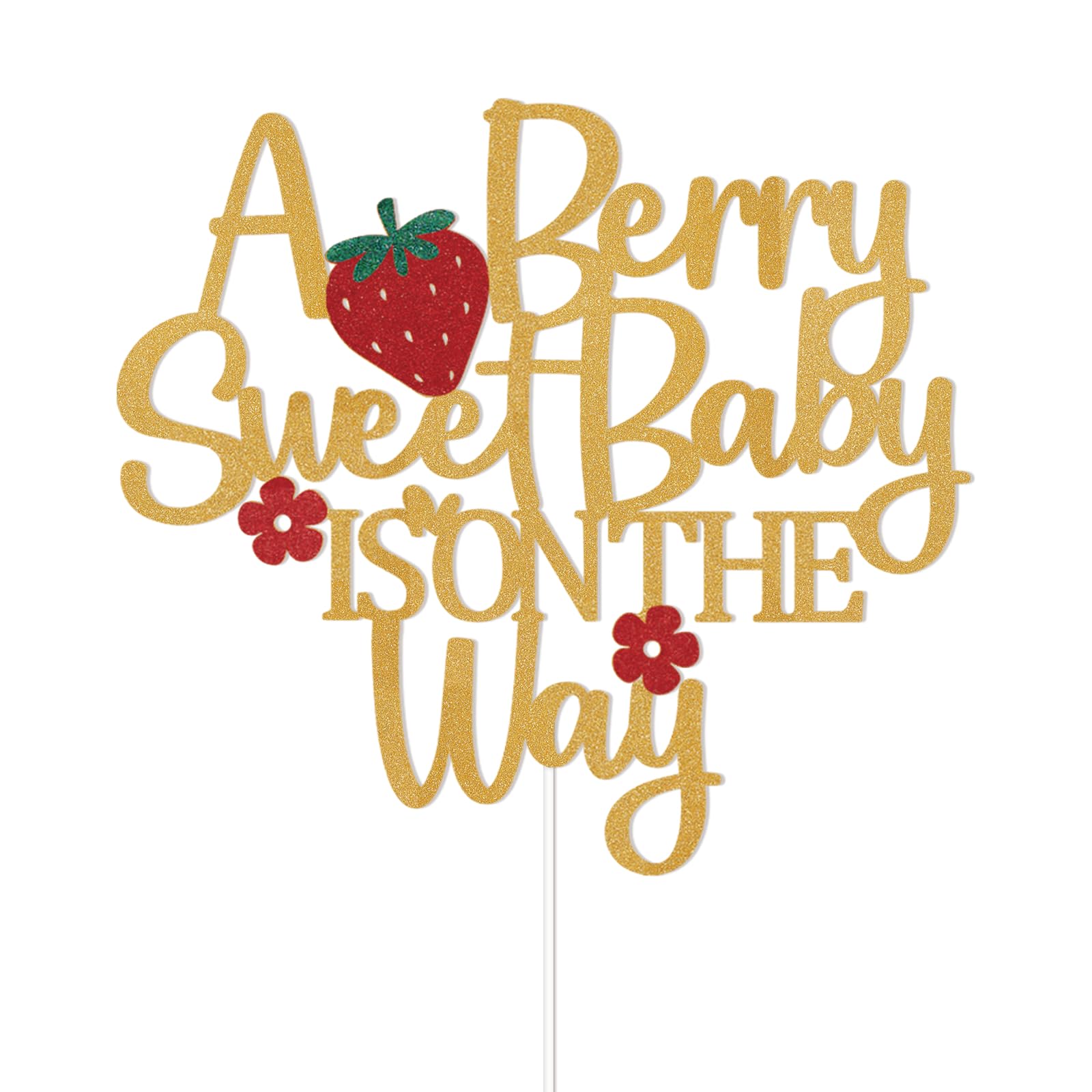 Berry Sweet Baby Cake Topper - Strawberry Theme Baby Shower Decor, Wood & Paper Letters