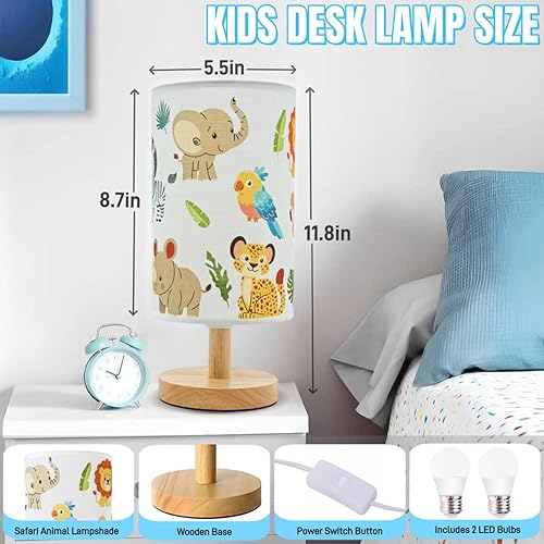 Miniatura 5 de Lámpara de mesa infantil con diseño de animales de safari, regalo de Navidad para niños y niñas, luz nocturna regulable de 3 colores con elefante,