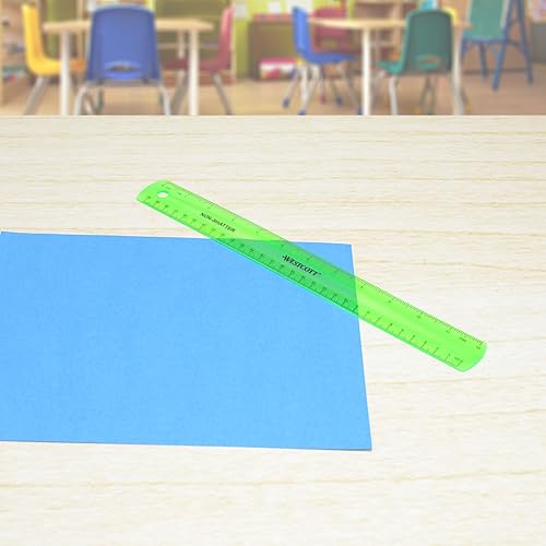 Miniatura 8 de Westcott 16012 Regla transparente biselada inastillable, verde, 12 pulgadas