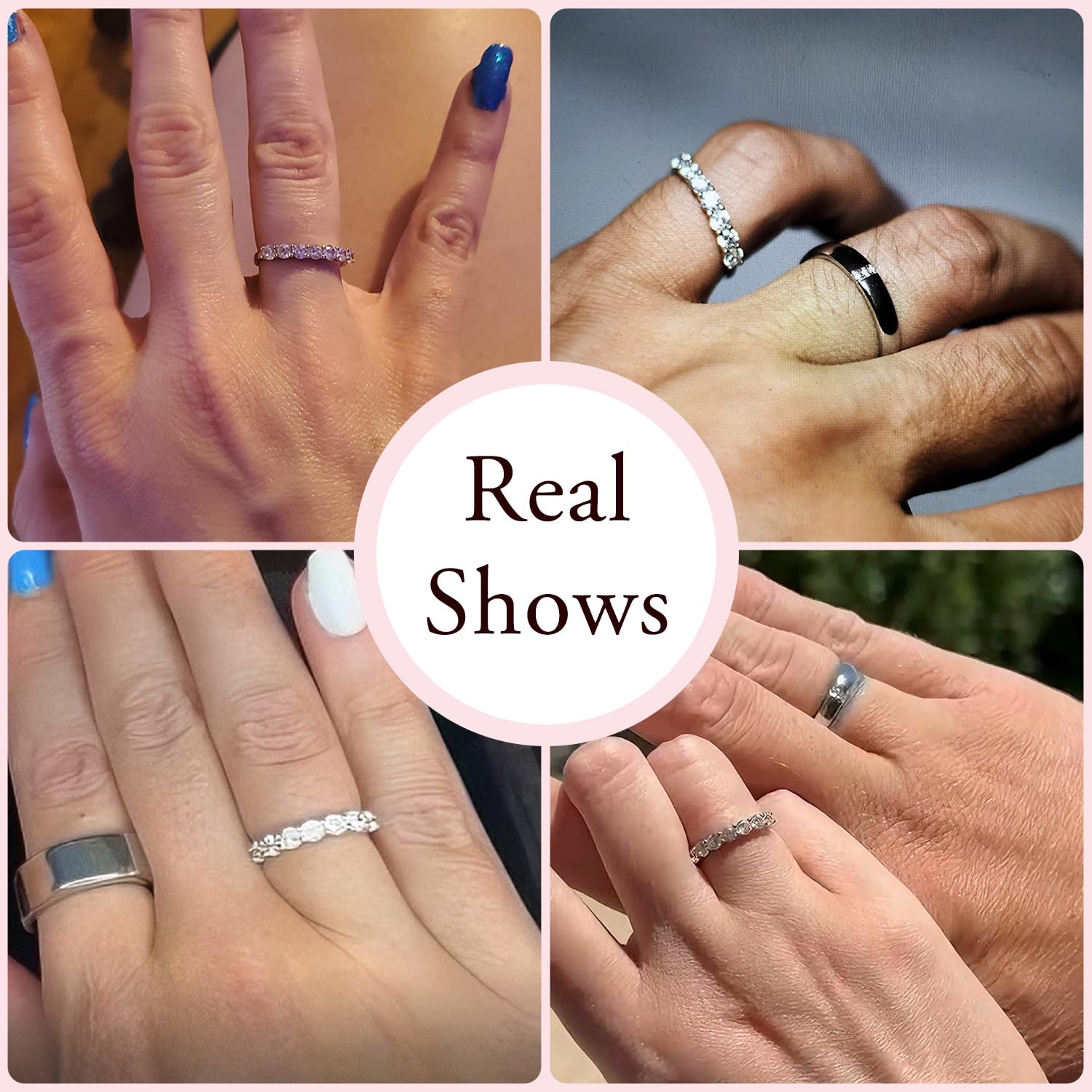 Meissa Anillos de Pareja en Plata Esterlina Anillos de Boda Elegantes Anillo de Promesa para Hombre y Mujer Zirconia Cúbica Tamaño Ajustable