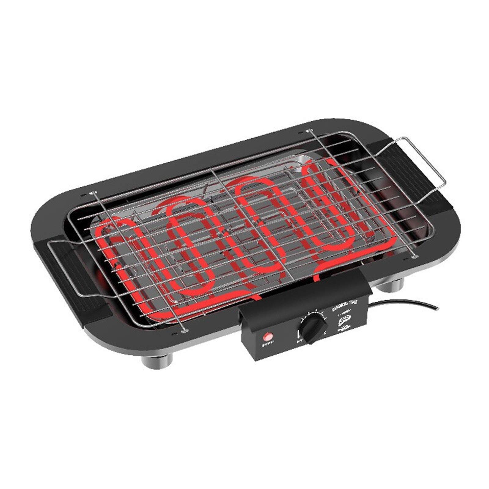 wantanshopping Charcoal Grill شواية كهربائية داخلية مع مقلاة بالتنقيط الفولاذ المقاوم للصدأ والتشويش صافي دخان أقل شواء شواء 2000W التسخين السريع للانفصال سهل التنظيف Barbecue Grill