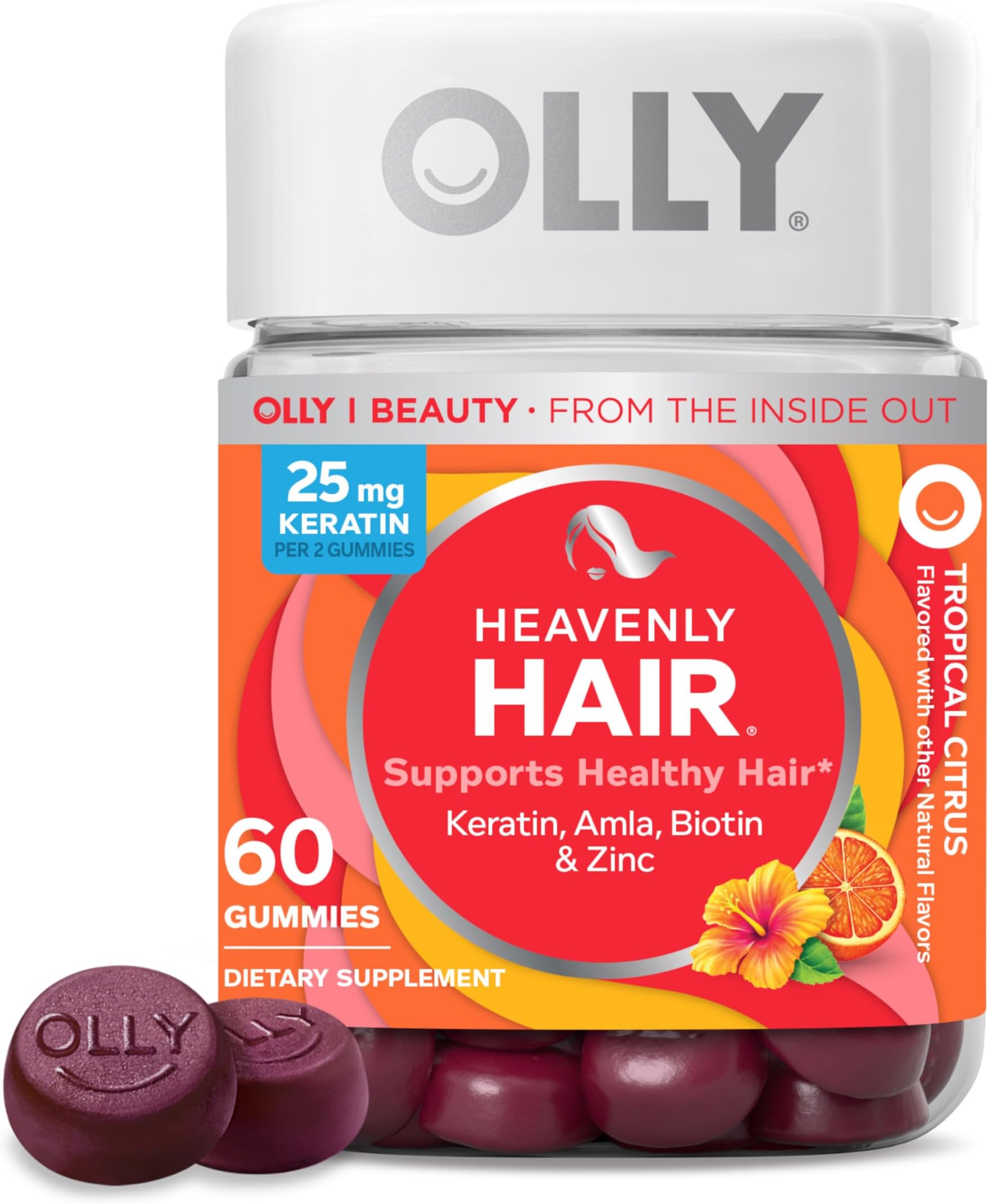 Heavenly Hair Gummy, Supports Healthy Hair, Keratin, Biotin, AMLA, Chewable Supplement, 30 Day Supply - 60 Count