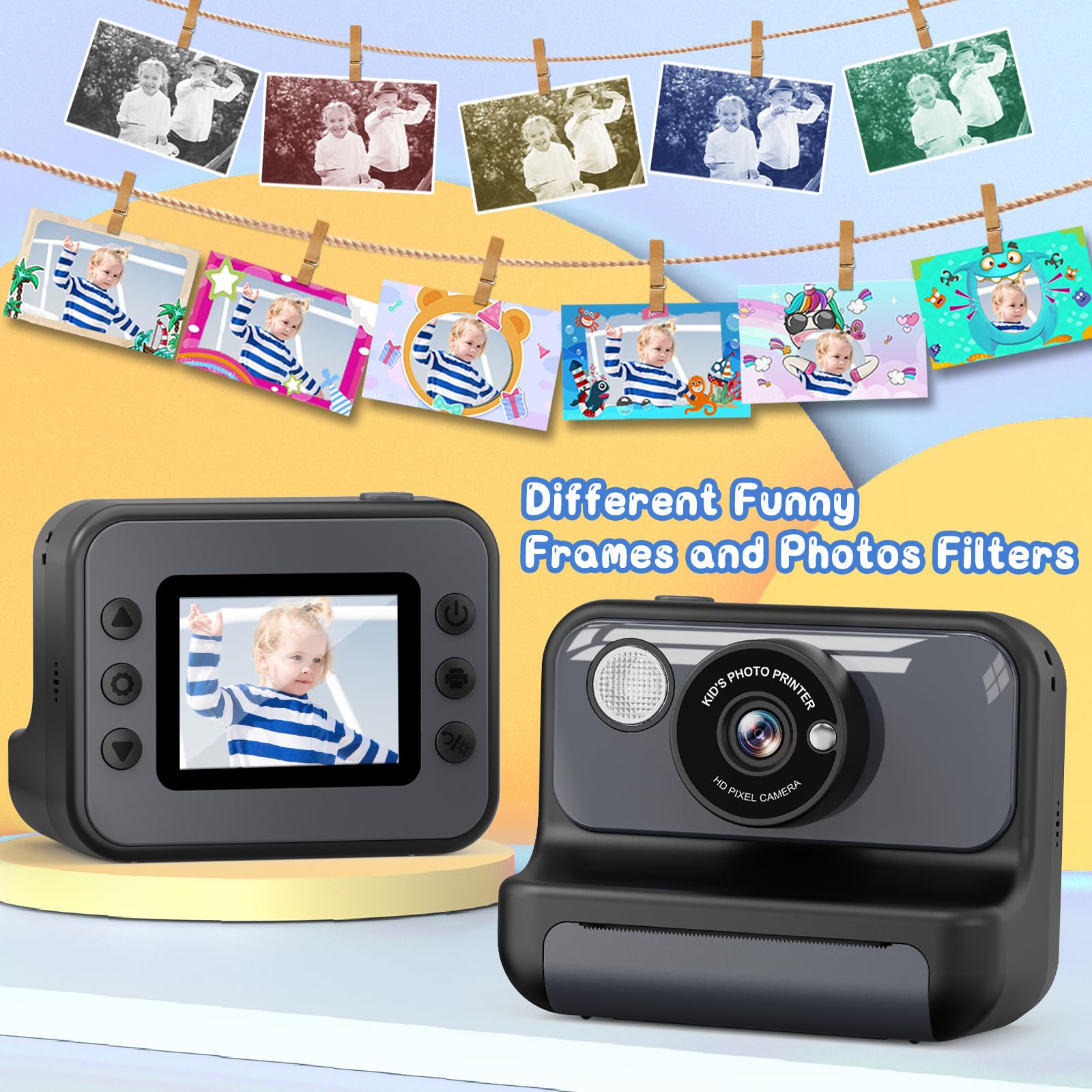 Hangrui Macchina Fotografica Bambini Istantanea, 2,4 Pollici Fotocamera Istantanea Bambini con 32G Scheda,20MP/1080P Fotocamera Digitale,Giocattolo Regalo per Ragazze Ragazzi dai 3-10 Anni