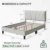 Vista 94 de Novilla Base de cama de plataforma tamaño Queen con cabecera ajustable tapizada, marco de cama Queen, no necesita somier, sin ruido, fácil montaje