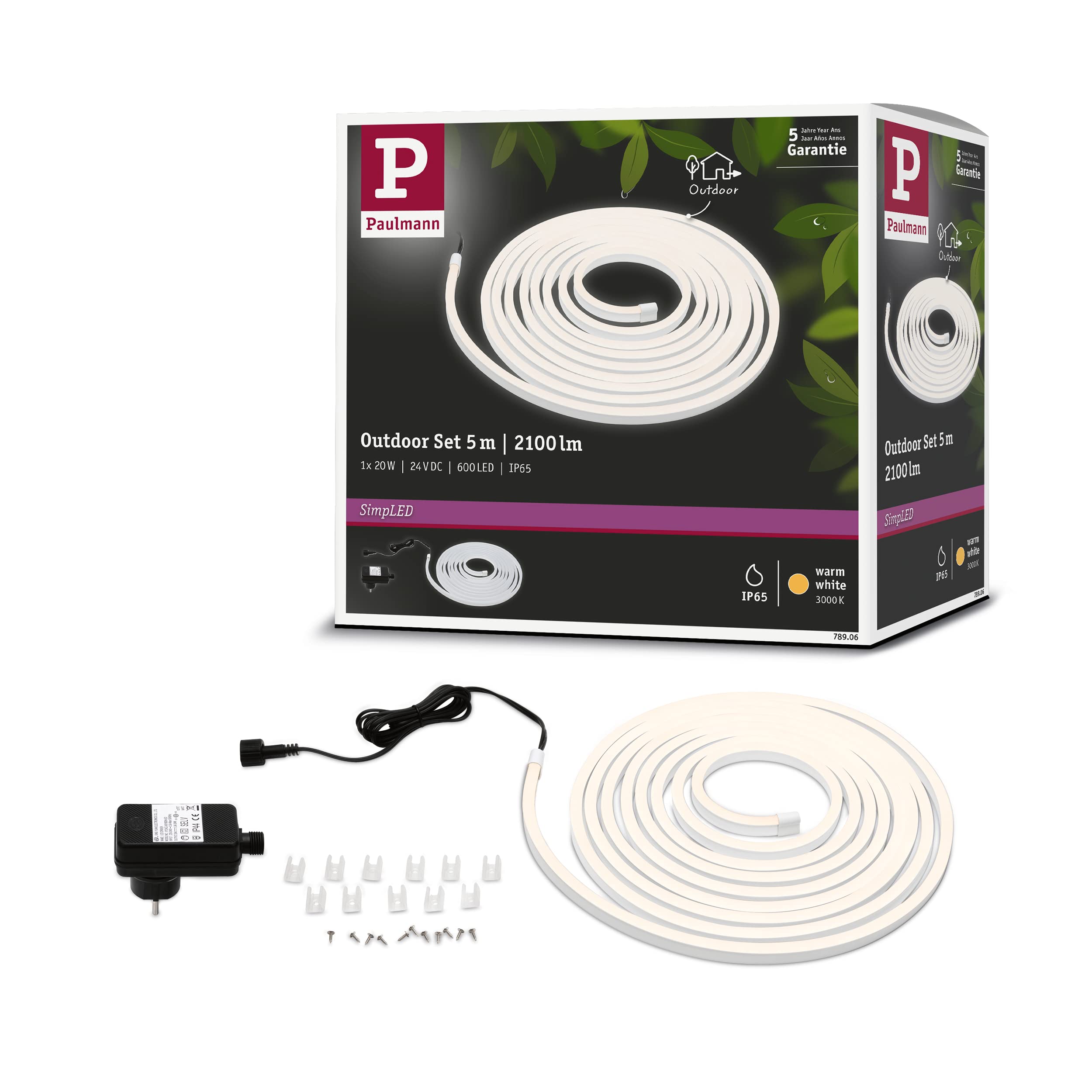 Kit LED d'extérieur SimpLED Paulmann 5 m - Lumière Blanc Chaud 3000 K
