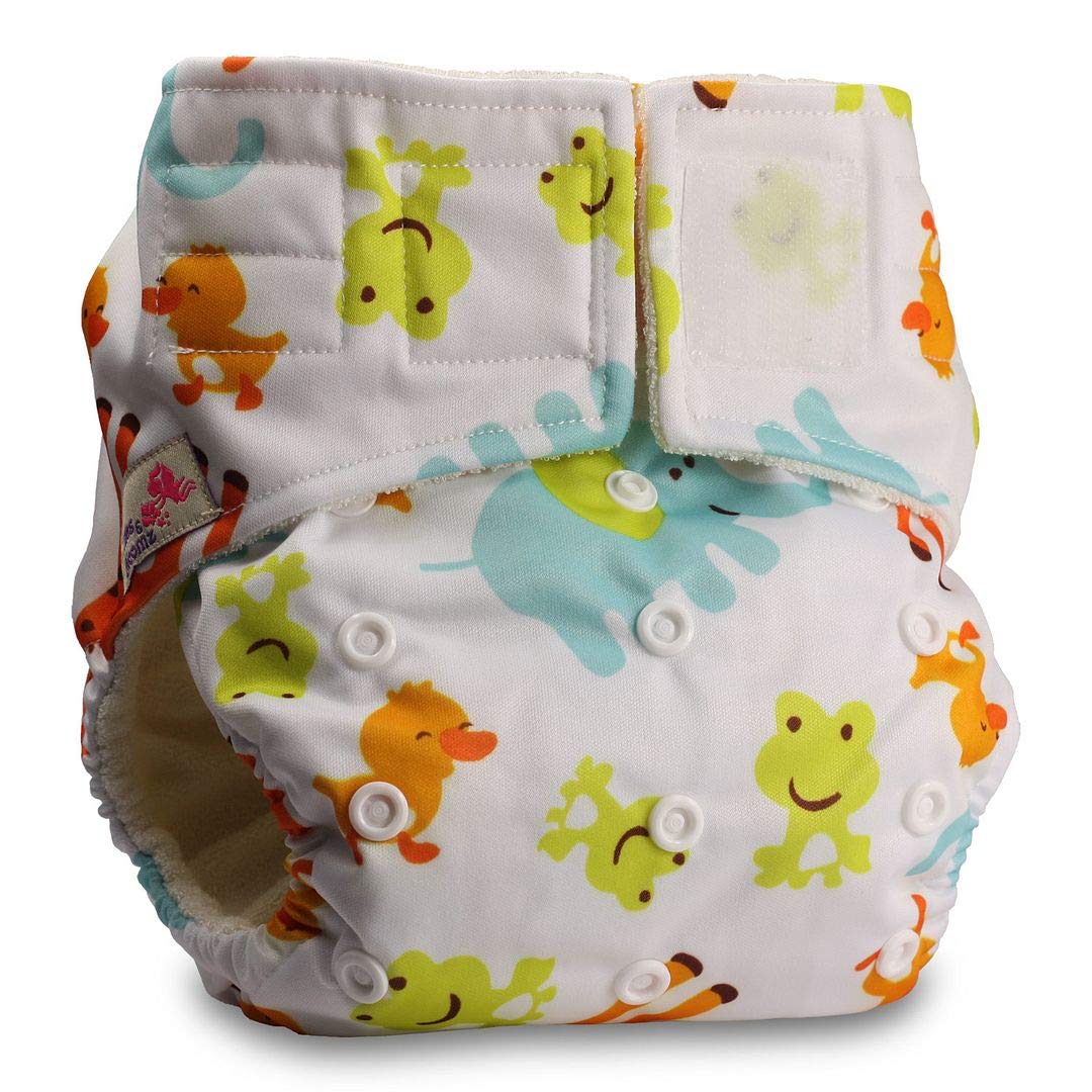 Littles & Bloomz, Baby Cloth Washable Reusable Nappy Pocket Diaper Bamboo, Fastener: Hook-Loop, Pattern 48, with 1 Bamboo Charcoal Insert