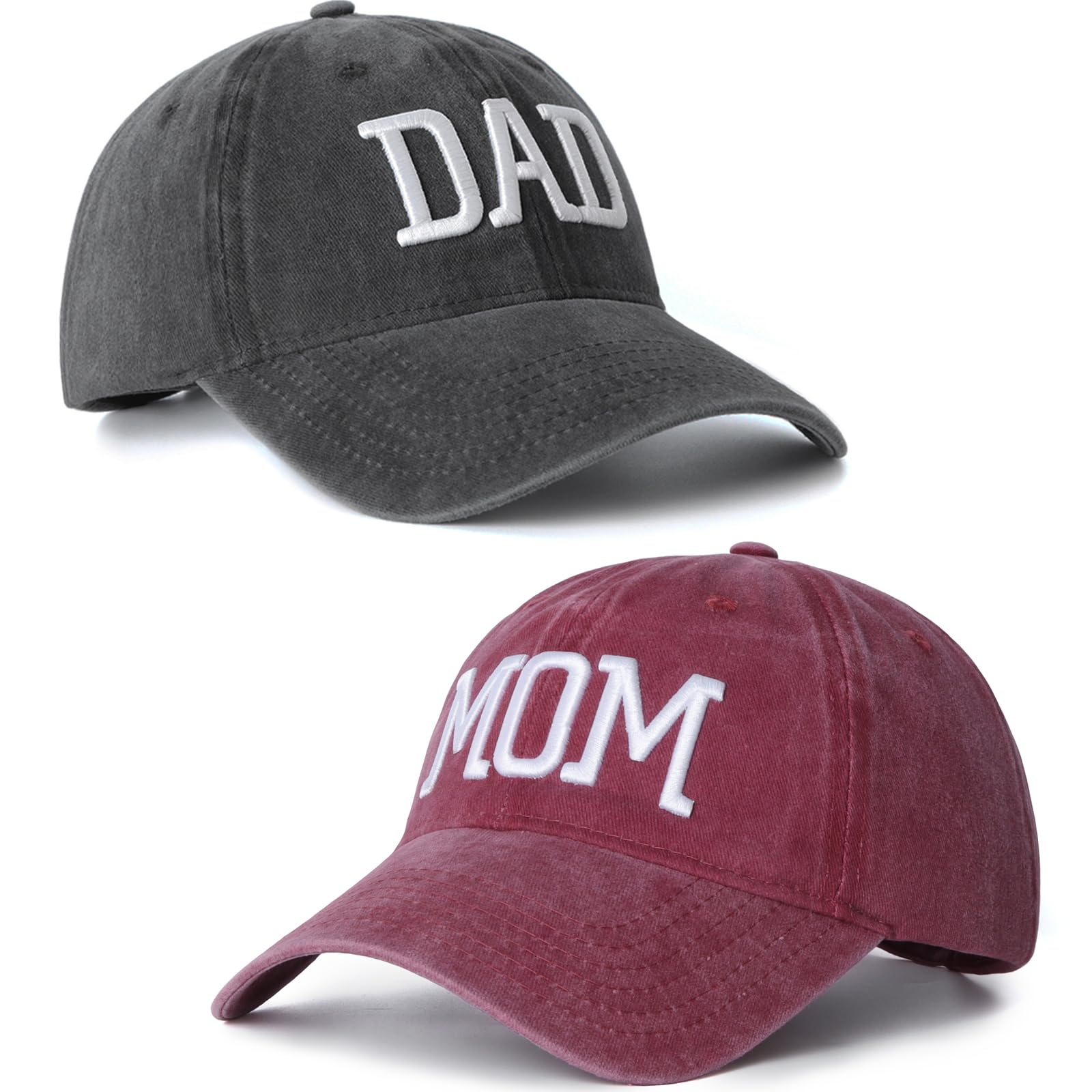 AeondaMom and Dad Hats Set of 2 Pcs Embroidered Adjustable Baseball Caps Gift for Parents Couples Classic Mom Dad Gifts Hat