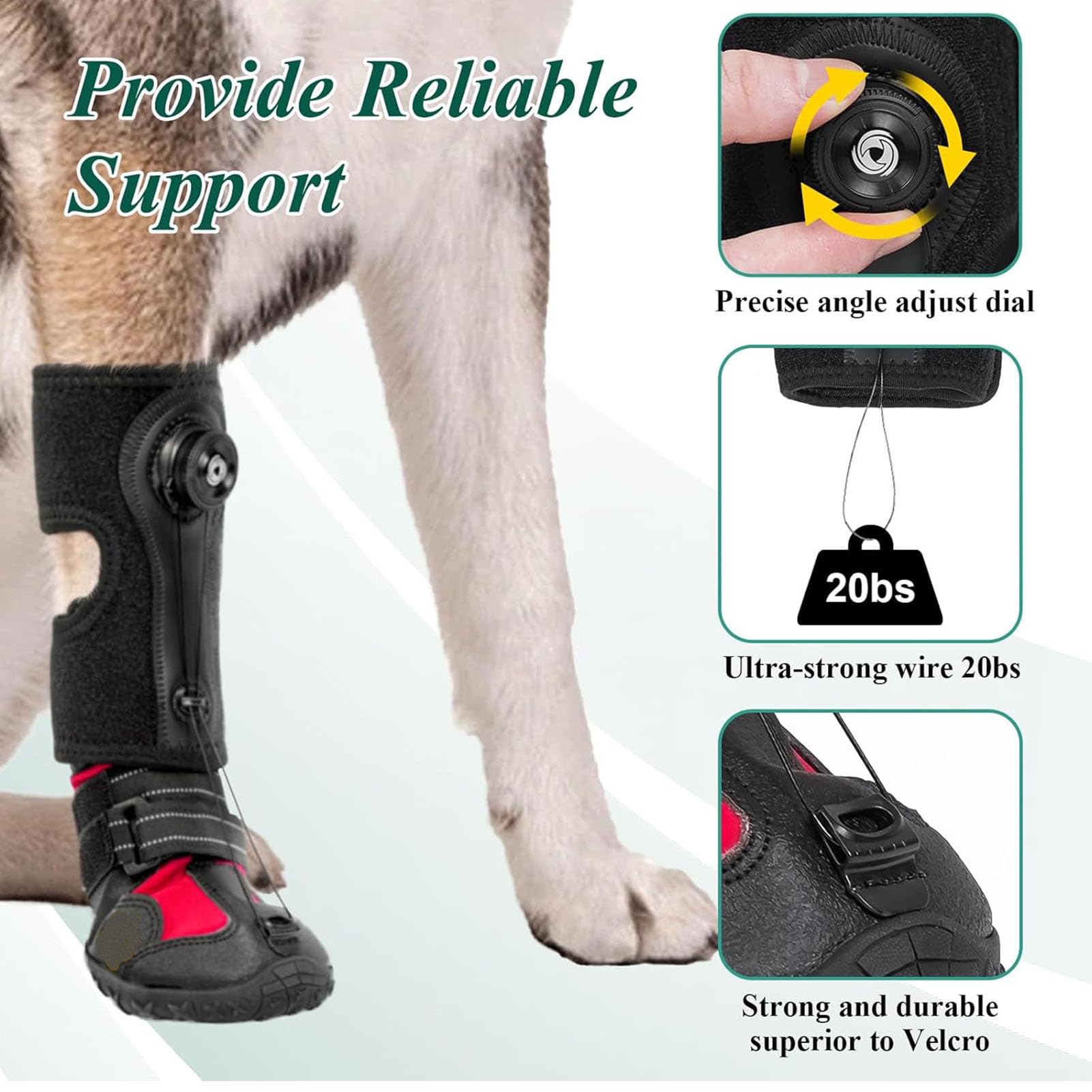 SENECESLI Attelle de Pied Tombante avec Bobine pour Chien, Attelle de Pied de Chien Respirante avec Semelle Antidérapante pour Problèmes de, Arthrite, Chaussette Hautement élastique (M)