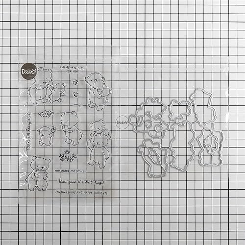Miniatura 4 de DzIxY Flores frescas Osos sellos transparentes y troqueles de corte de metal para hacer tarjetas, kit de papel para álbumes de recortes, suministros