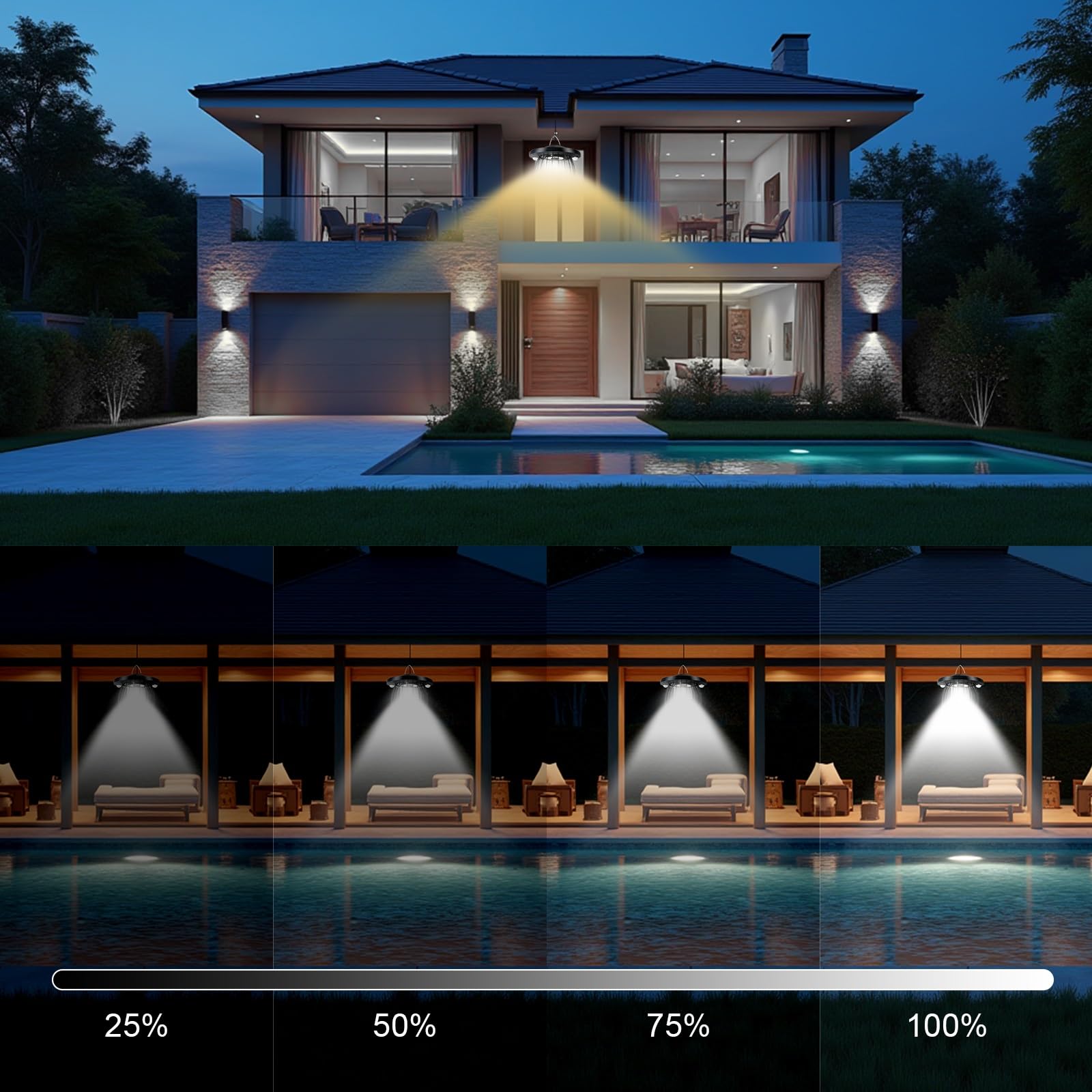 CREATESTAR Lámpara Solar Colgante Exterior, Luz Solar Exterior con Mando a Distancia, IP66 resistentes al agua, Lámparas Colgantes Solares para Jardín Terraza Patio Garaje Balcón Pabellón