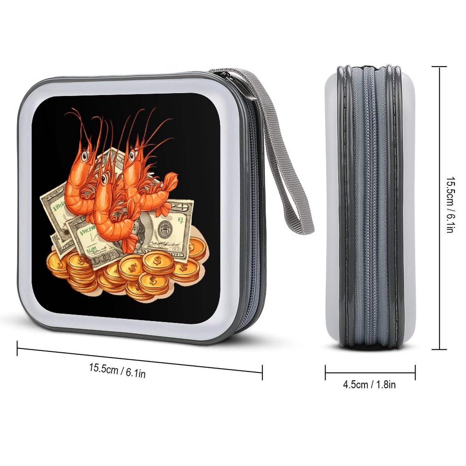 Shrimp Coin Crypto Shrimp CD Case Portable DVD Holder Storage Organizer for Home Travel