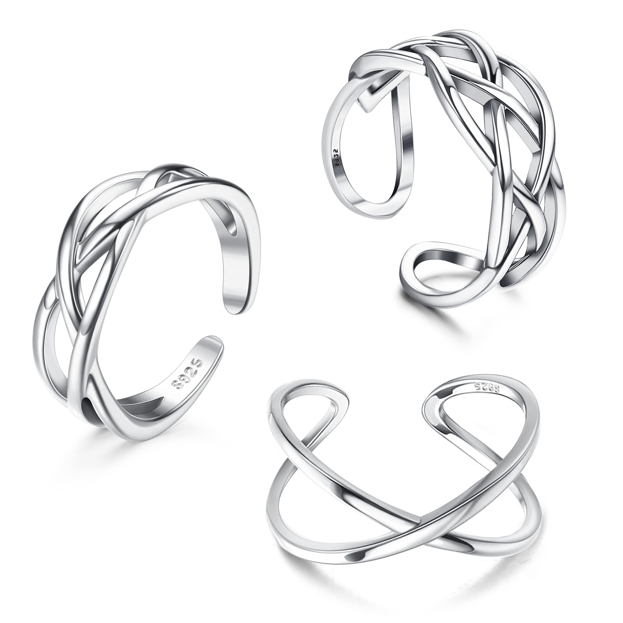 Florideco 3Pcs S925 Sterling Silver Toe Rings for Women Open Toe Rings Comfort-Fit Adjustable Toe Rings Celtic Knot Turquoise Finger Foot Jewelry Set: Celtic Knot Toe Ring