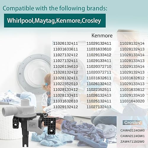 Miniatura 6 de W10876600 Washer Drain Pump Replacemeng Parts for W10727777 AP6004933 PS11738156 Washer Drain Pump Part Replacement for Whirlpool Washer