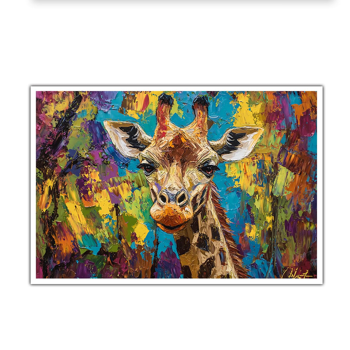 CHERHERART Modern Pop Art Animal Canvas Artwork Colorful Wildlife Wall Art Bedroom Wall Decor Giraffe Portrait Graffiti Canvas Prints Poster 75x115cm Frameless