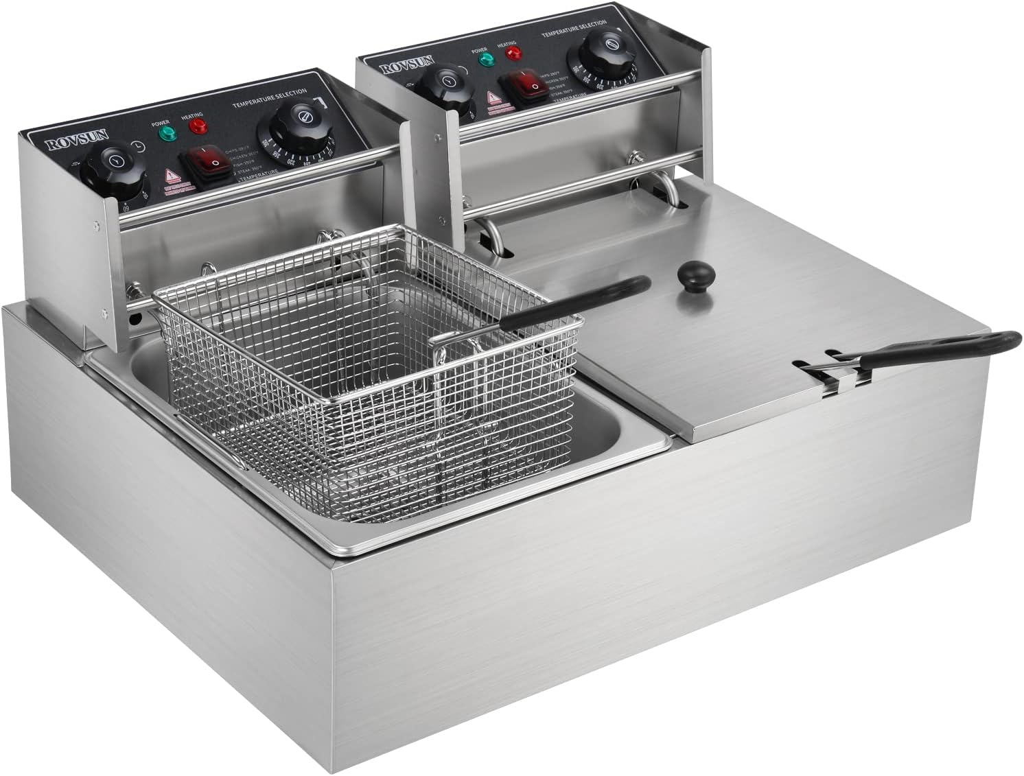 ROVSUN 22.8QT Electric Deep Fryer w/Timer, Overheat