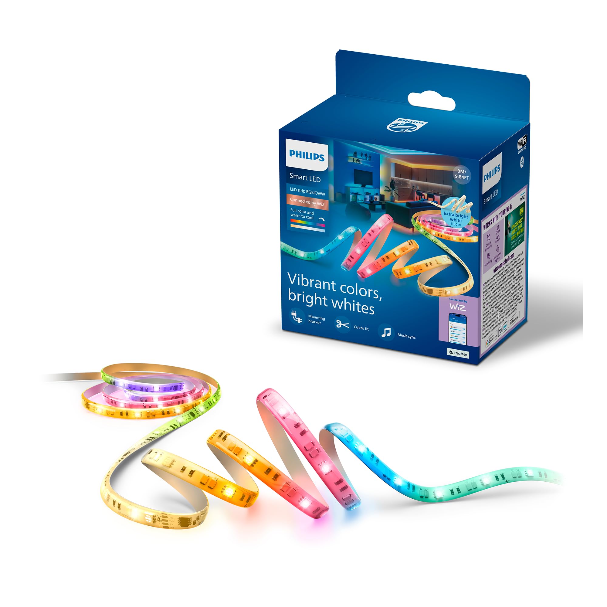 Philips Smart LED Tira de Luces LED Inteligentes RGBICWW, 3 m, Tipo C