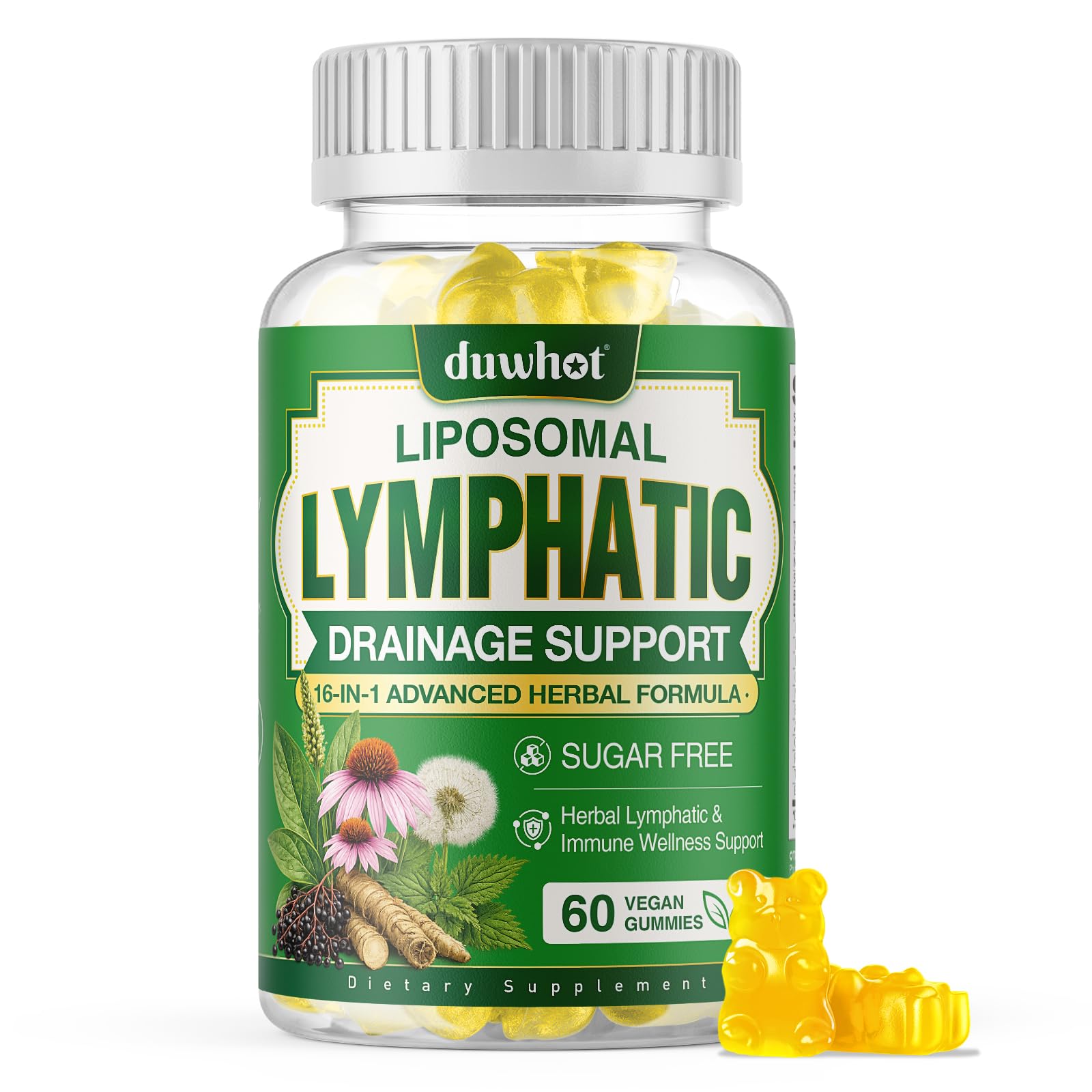 Liposomal Lymphatic Drainage Gummies, 16-in-1 Lymphatic Drainage Supplement