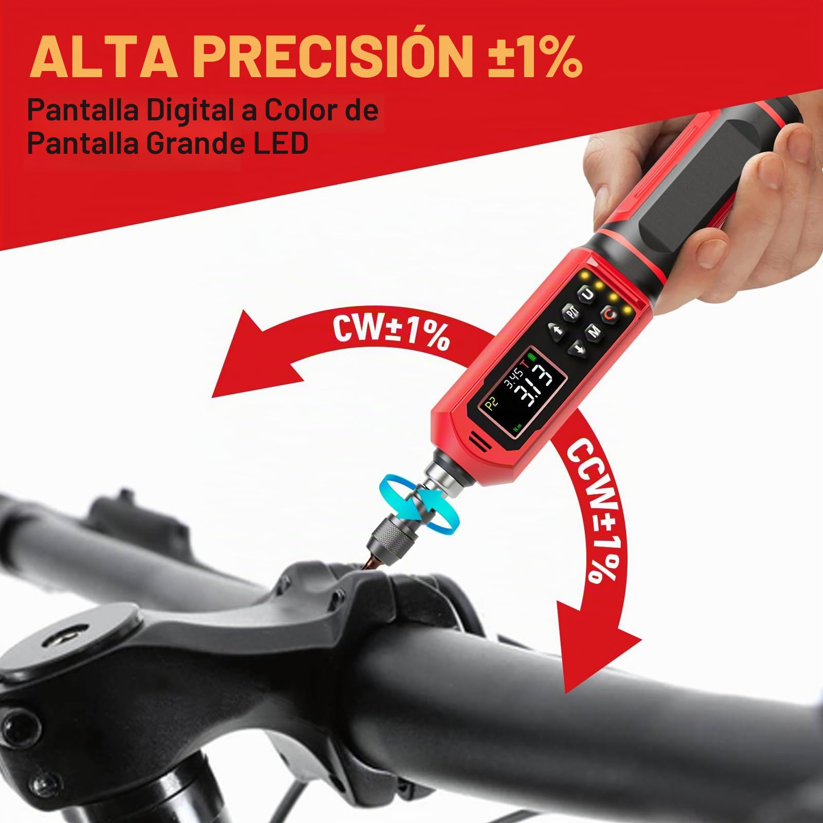 SUERCUP Destornillador dinamométrico digital 0,15-10 Nm, ± 1% de precisión, juego de llaves dinamométricas con alarma LED, zumbador, vibración, 9 modos preestablecidos y almacenamiento de datos, para