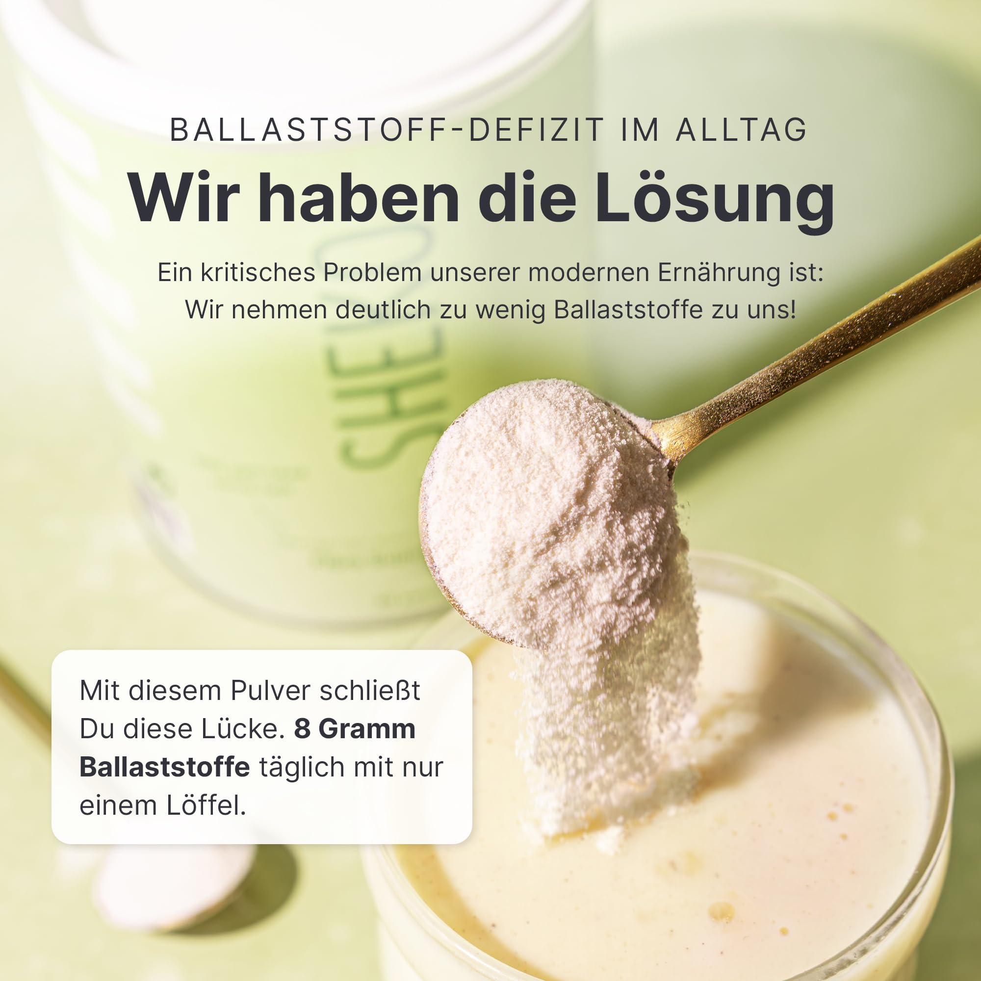 SHEKO Ballaststoffpulver 300g (30 Portionen) – Hochdosierte Ballaststoffe für Verdauung & Darmgesundheit – Sättigend, Vegan & Laktosefrei – Lösliches Fiber Pulver für Diät, Abnehmen & Wohlbefinden