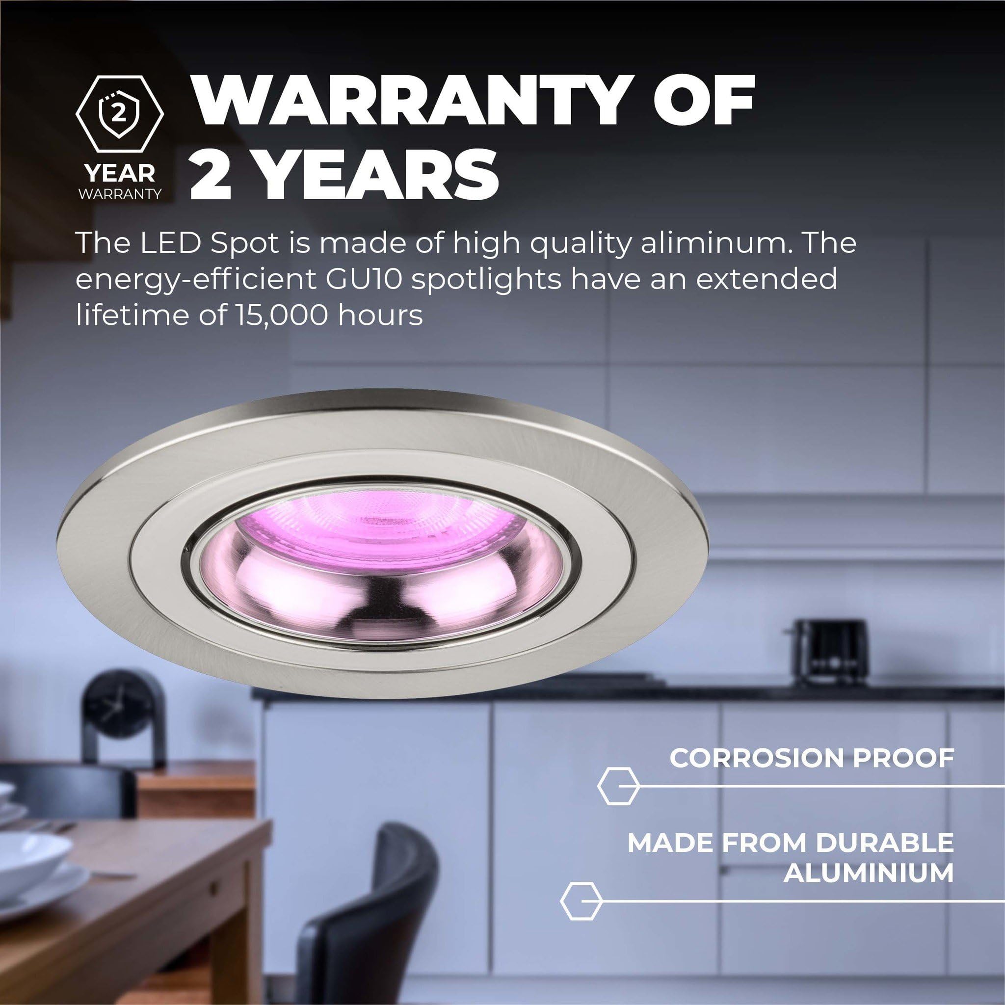 Ledvion - 6X Focos LED Inteligentes Empotrados Tokyo, Acero Inoxidable, Regulables, Redondo, RGBWW, 2 Años de Garantía