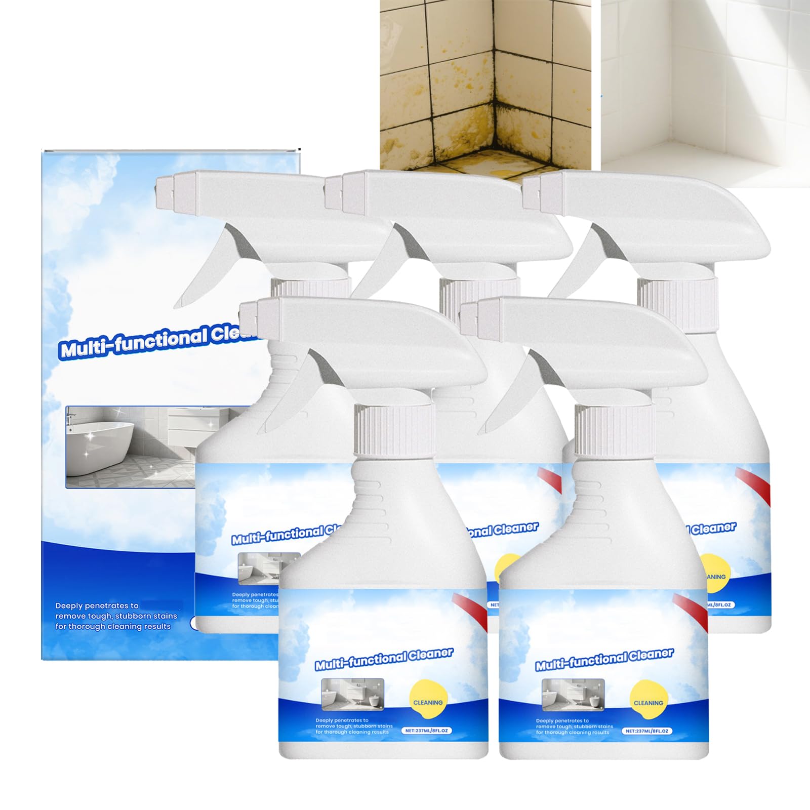 Multifunktionaler Schaumreiniger Zur Entfernung Hartnäckiger Flecken, Kraftvoller Küchenreiniger Für Hartnäckige Fettflecken, Entkalkungsschaumspray Bad, Geeignet Toiletten, Waschbecken Herde (5pcs)