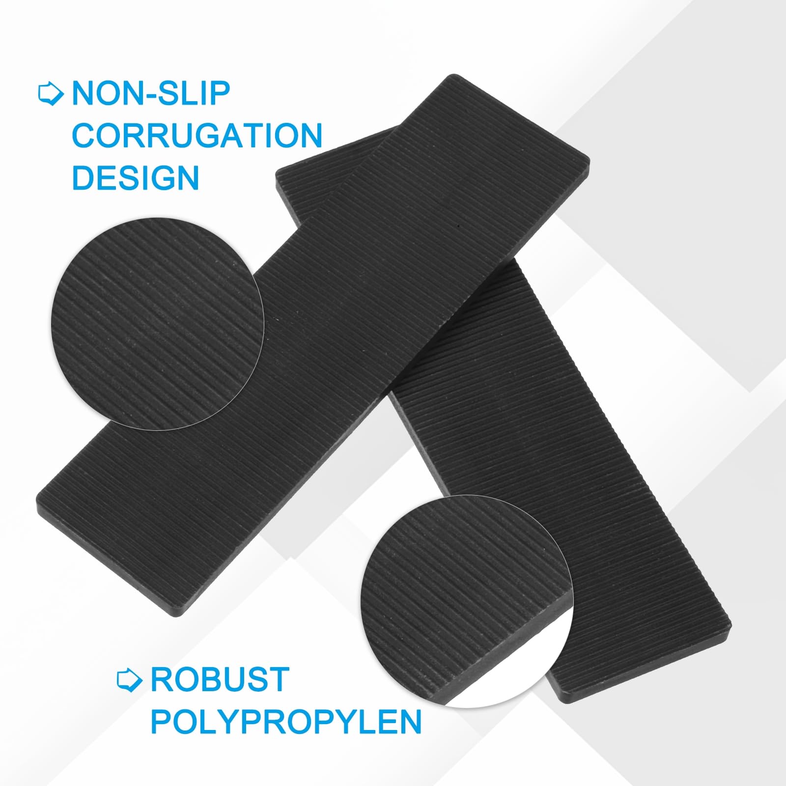 QUARKZMAN 50 Stück Unterlegplatten Kunststoff Abstandshalter 100 x 28 x 6 mm Fliesenkeile Distanzplatten Ausgleichsplatten Distanzklötze Unterlegklotz Verglasungsklötze für Fenster, Schwarz