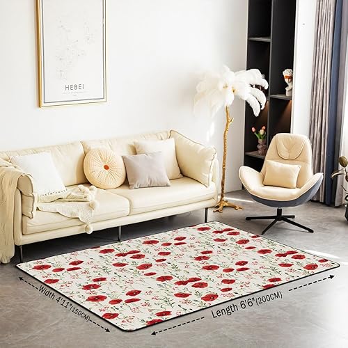 Miniatura 2 de Retro Floral Boho Decorative Carpet Area Rug 5x7 70S Hippie Flowers Bohemian Living Room Rugs for Kids Decor Psychedelic Floral Accent Carpet