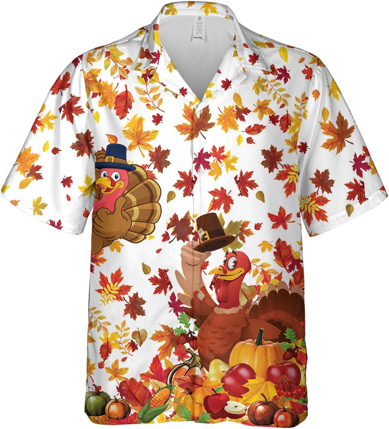 Men's Happy Thanksgiving Hawaiian Shirts - Turkey Print Button Down Mens Hawaiian Shirts Short Sleeve Set 133