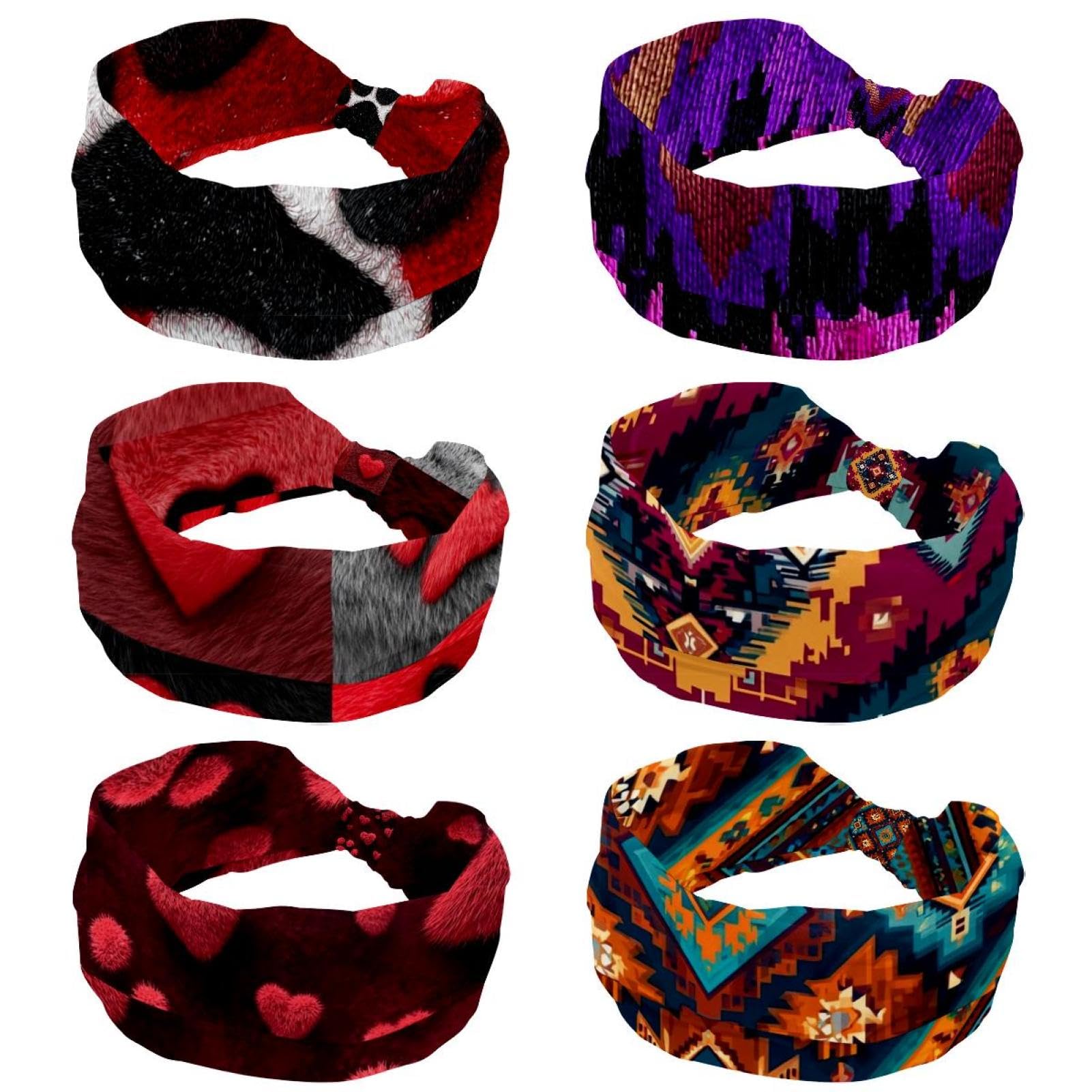 Lot de 6 bandeaux mignons chats roses (3) pour femme, bandeau de sport tendance, élastique, large, antidérapant, entraînement, yoga, sport