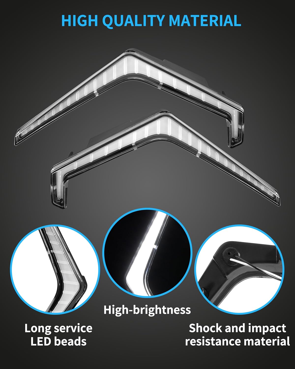 LED Grille Accent Fang Lights for Polaris RZR PRO XP/PRO R/PRO S 2025, Waterproof White Daytime Running Light & Signature Lamps, Replace #2417278, 2417279