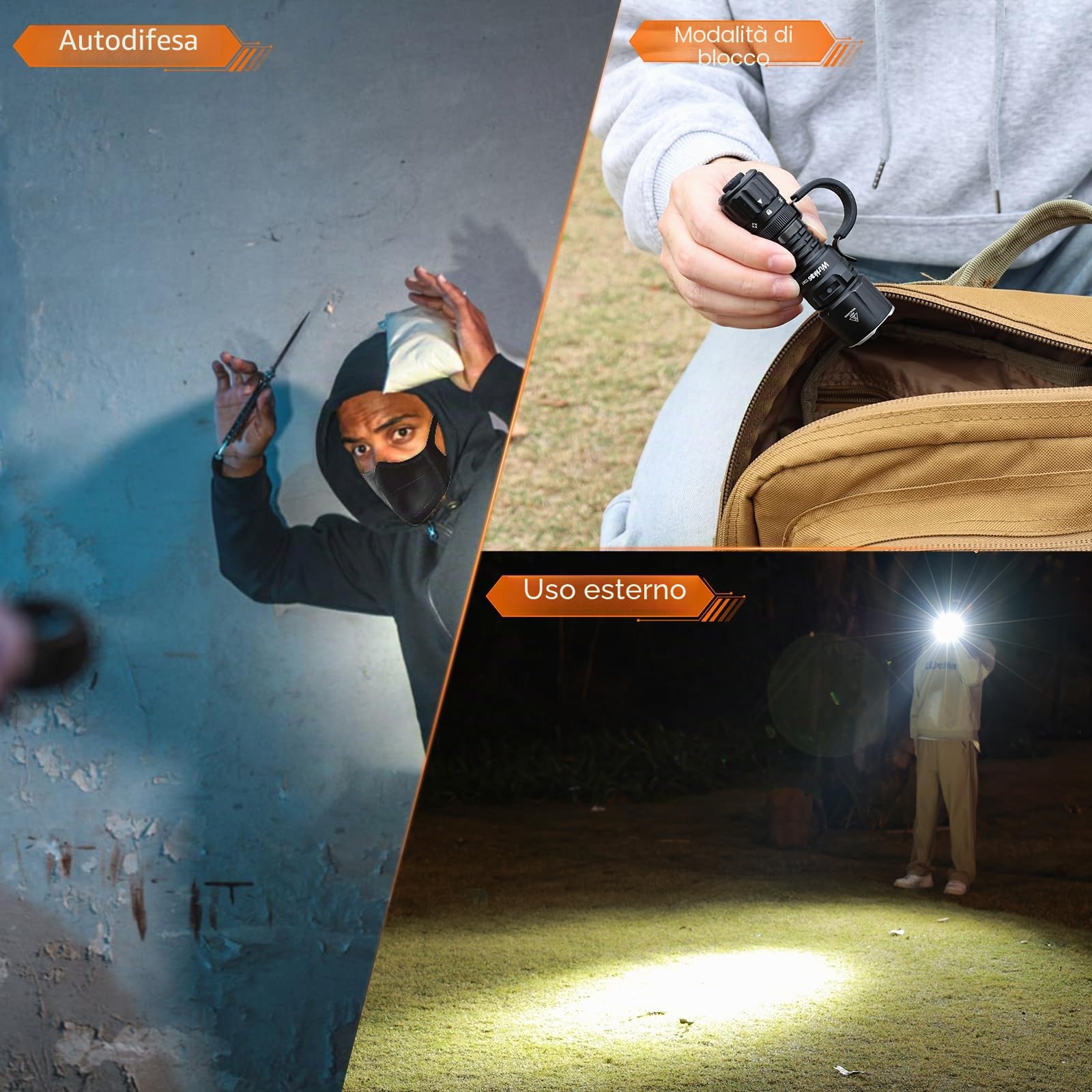 Wurkkos TD07 Torcia LED Potente Professionale 1300 lumen Super Luminoso Torcia LED Ricaricabile Luce Istantanea Turbo/Stroboscopio, IP68 Portatile Torcia Potente per Campeggio/Escursionismo/Emergenza