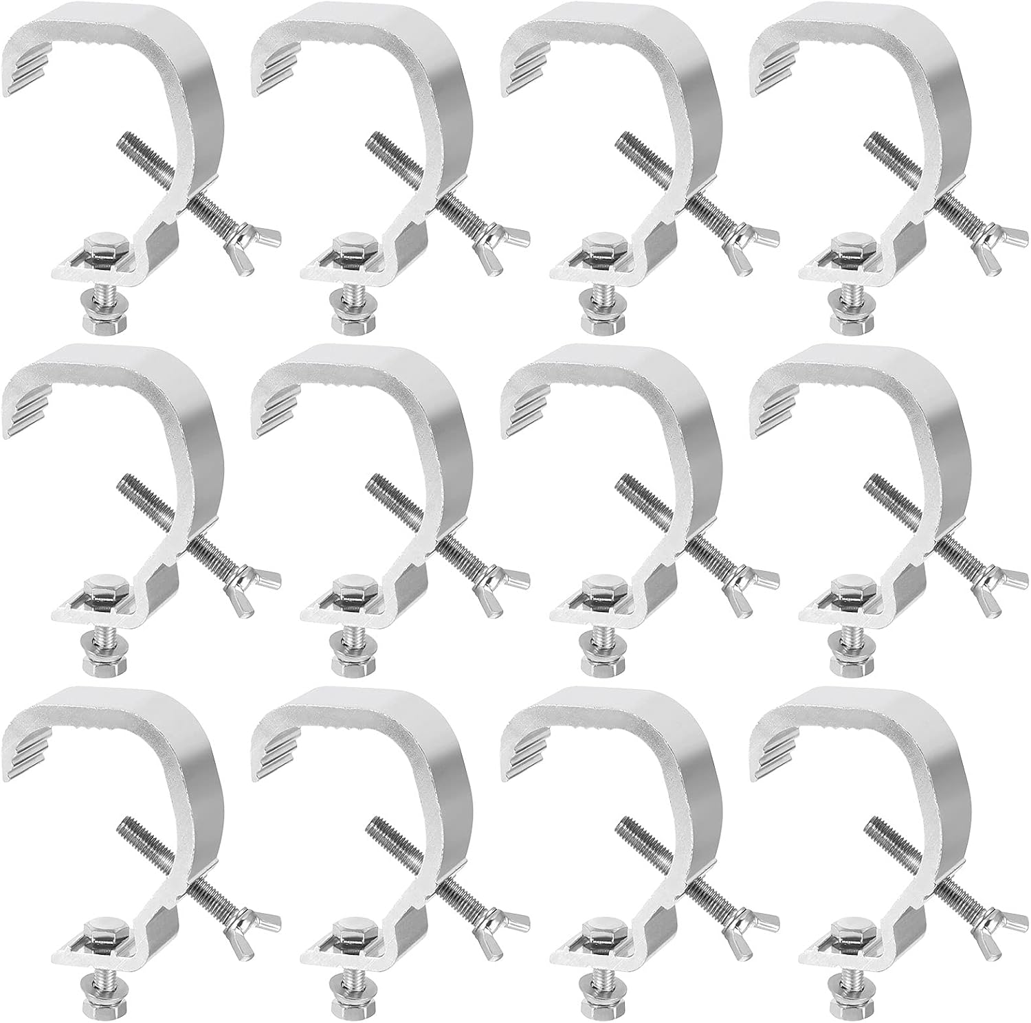 12 Pack Stage Light Clamp, Aluminum Alloy Truss Hook for DJ Lighting Par Lights Spot Lights, Fits 2-2.16 Inch Od Pipe, 132 Lbs Capacity
