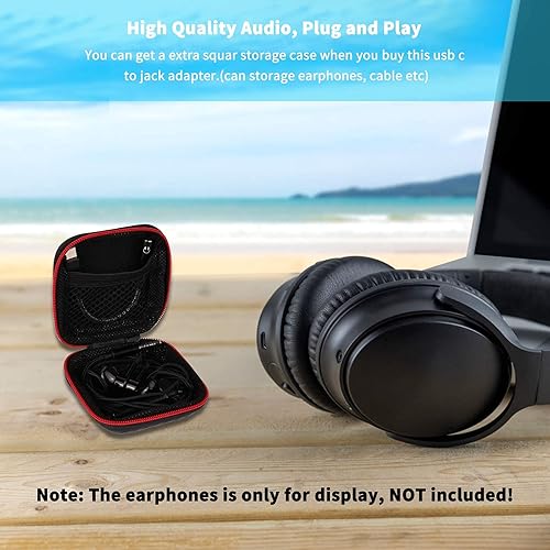 Miniatura 6 de ACAGET Adaptador de auriculares USB C a 0.138 in, convertidor de conector de audio USB tipo C, chip DAC, cable trenzado, adaptador de auriculares