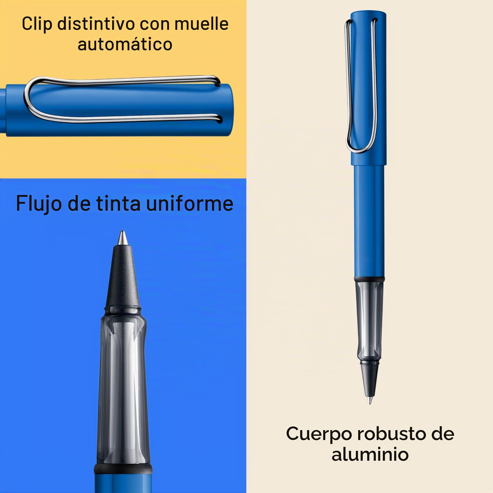 Lamy AL-star oceanblue - Bolígrafo Rollerball con grip transparente, ergonómico y ancho de trazo M - cuerpo de aluminio ligero - incluye recambio roller M 63 en negro
