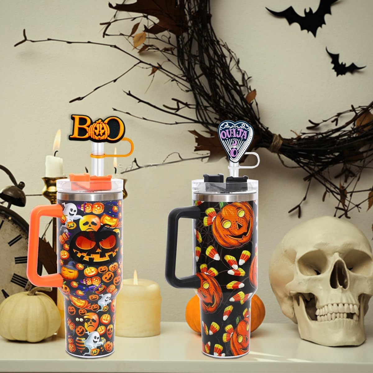 16PCS Halloween Straw Toppers for Stanley Cups, Cute Silicone Straw Cover Cap for Stanley 30&40 Oz Tumbler, Reusable Soft Straw Protectors Drinking Straw Caps for 10 mm Straws - Image 5