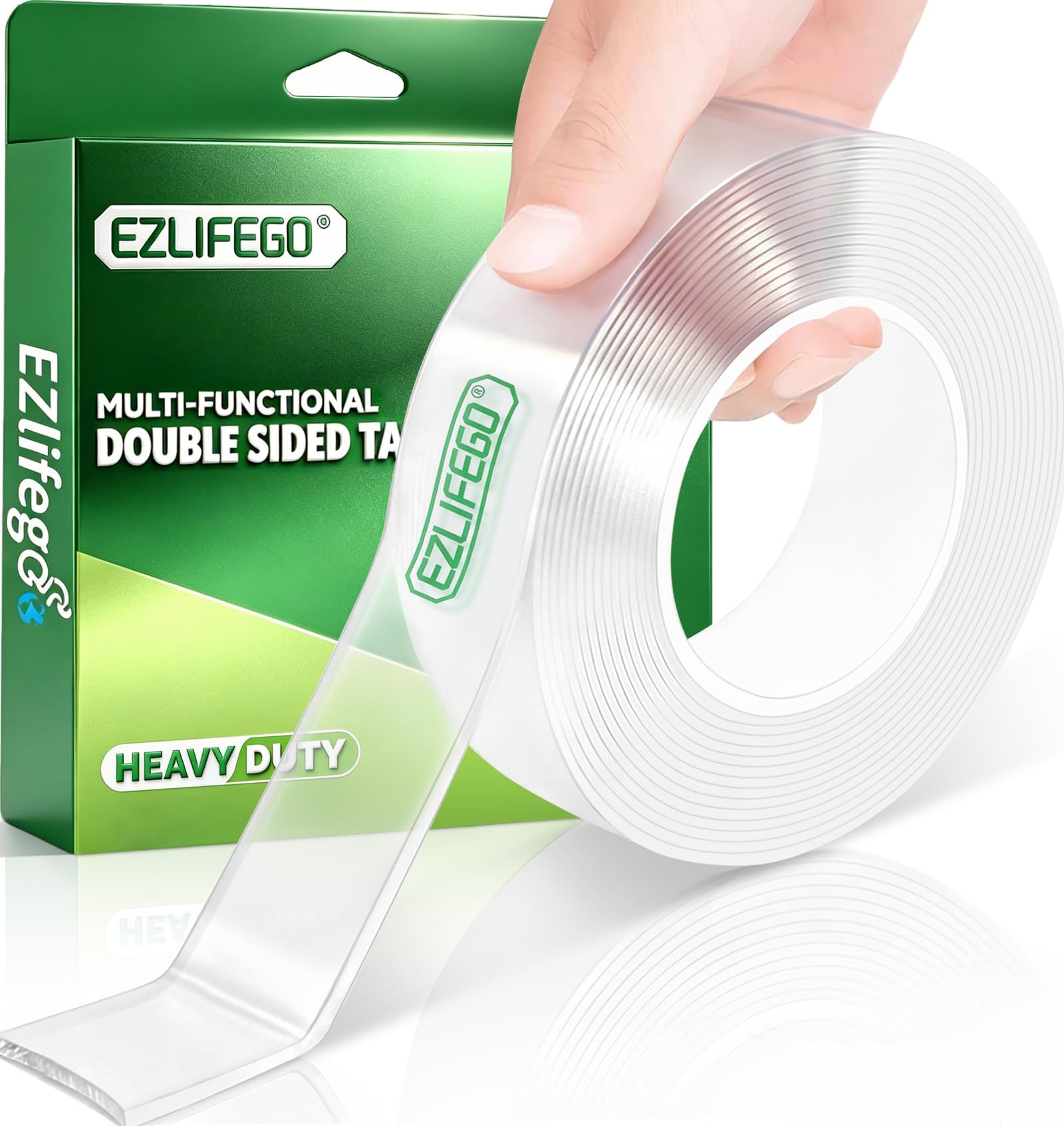 EZlifego Double Sided Tape Heavy Duty, Extra Large Strong Nano Mounting Tape Sticky Pads(3.0m * 3.0cm), Multipurpose Removable Clear adhesive Picture Hanging Strips, Easy to Use