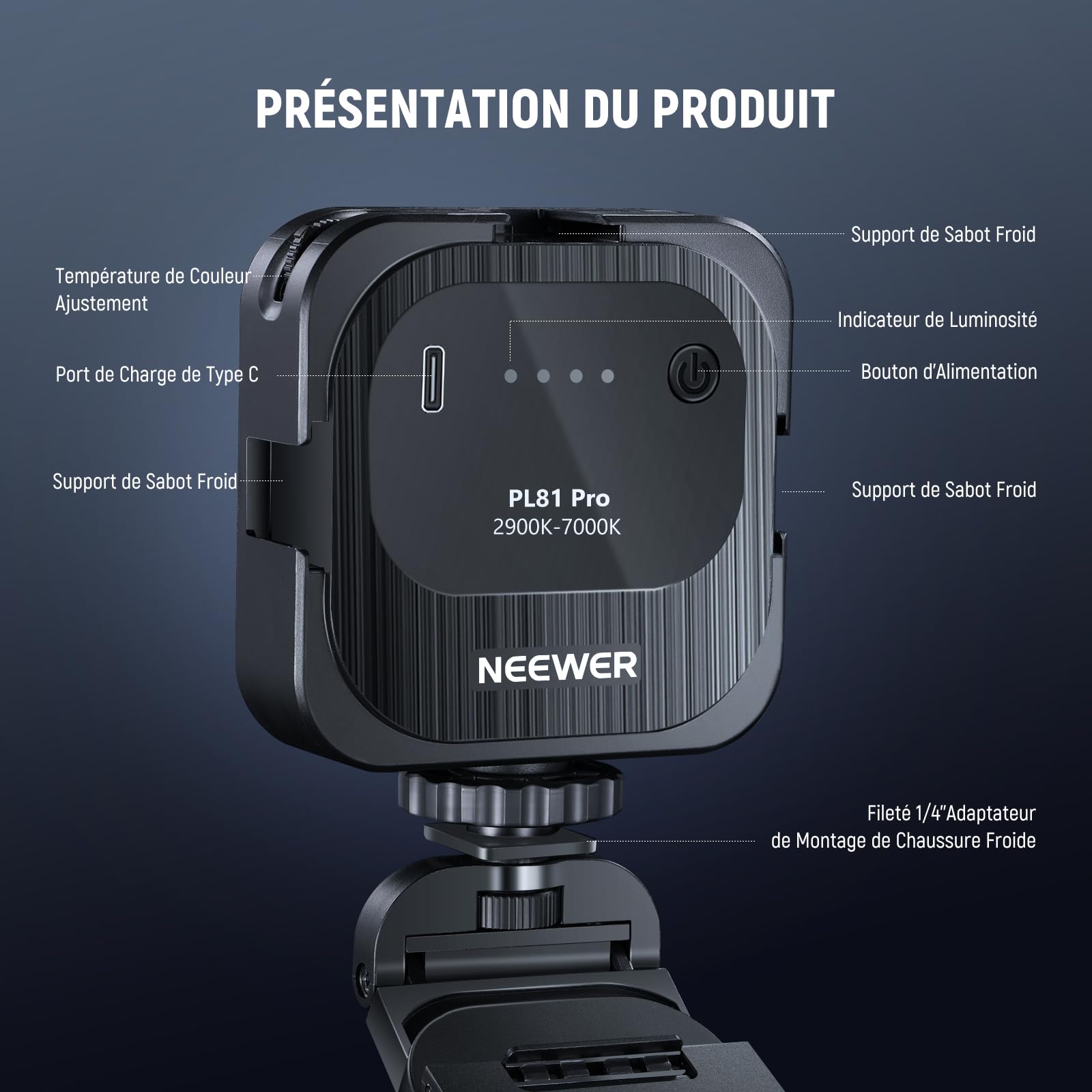 NEEWER Lumière Vidéo Conférence LED Lampe Streaming avec App Contrôle Mac/PC, Monture&Support de Moniteur 2 en 1, Éclairage de Webcam USB 2900K-7000K pour Visioconference, Réunion Zoom, PL81 Pro