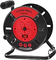 Vista 11 de Carrete de almacenamiento de cable de extensión con 4 tomas con conexión a tierra, carrete de cable abierto resistente para cable de alimentación