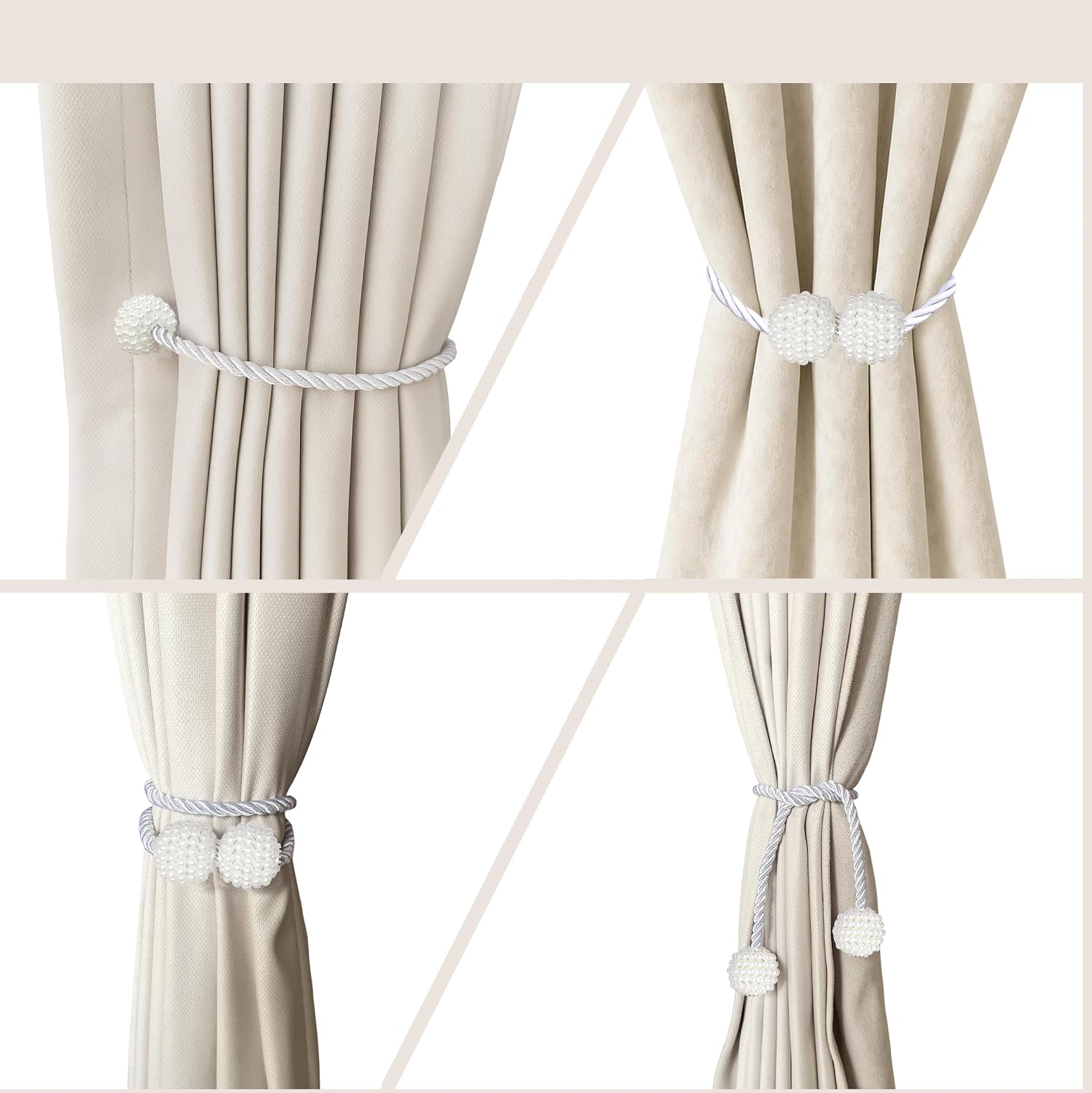 Hion Magnetic Curtain Tiebacks White 2pcs, Curtain Holdbacks Hooks Holders image 5