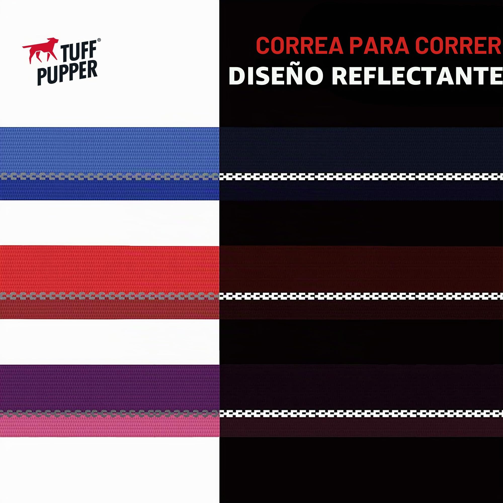 Correa para Perro Tuff Pupper Manos Libres de Longitud Ajustable | Ligero para Correr, Trotar y Caminar | Cinturón Acolchado (115-180 cm) | Ajusta de 1 a 2 Metros de Longitud