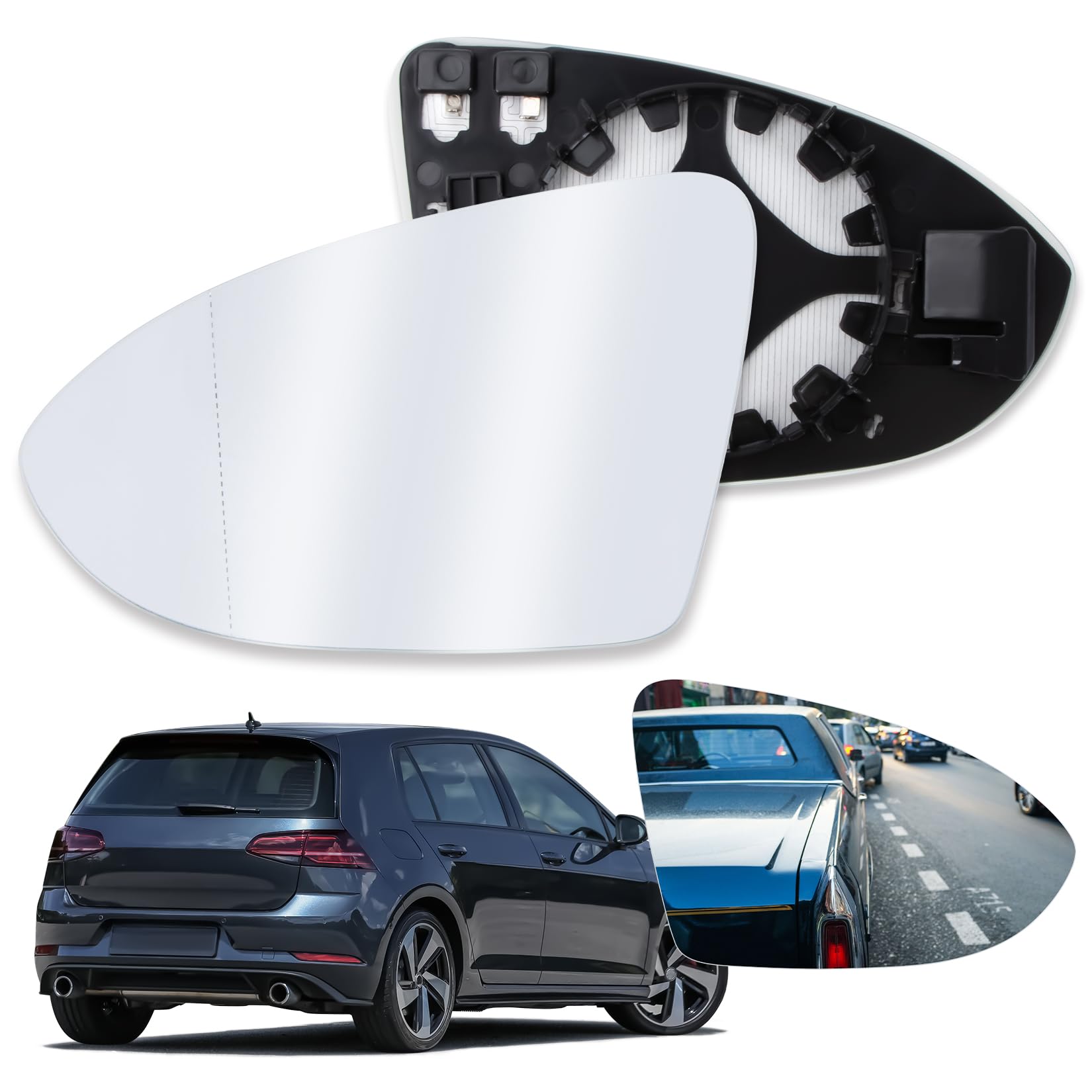 PSLER Specchietto Retrovisore Sx Riscaldato Per VW Golf MK7/MK7.5 GTI, Touran, Sprinter 2013-2020 - Vetro Sostitivo Con Riferimento OE 5G0857521 - 2