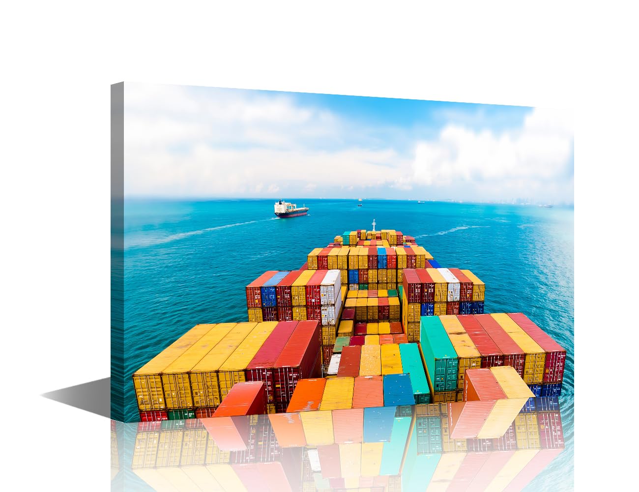 1 Panel Wall Paintings for Living Room, Cargo Ships Entering One of the Busiest Ports in the World, Singapore Picture Prints on Canvas for Home Wall Decorations, Ready to Hang, 18"Wx12"H