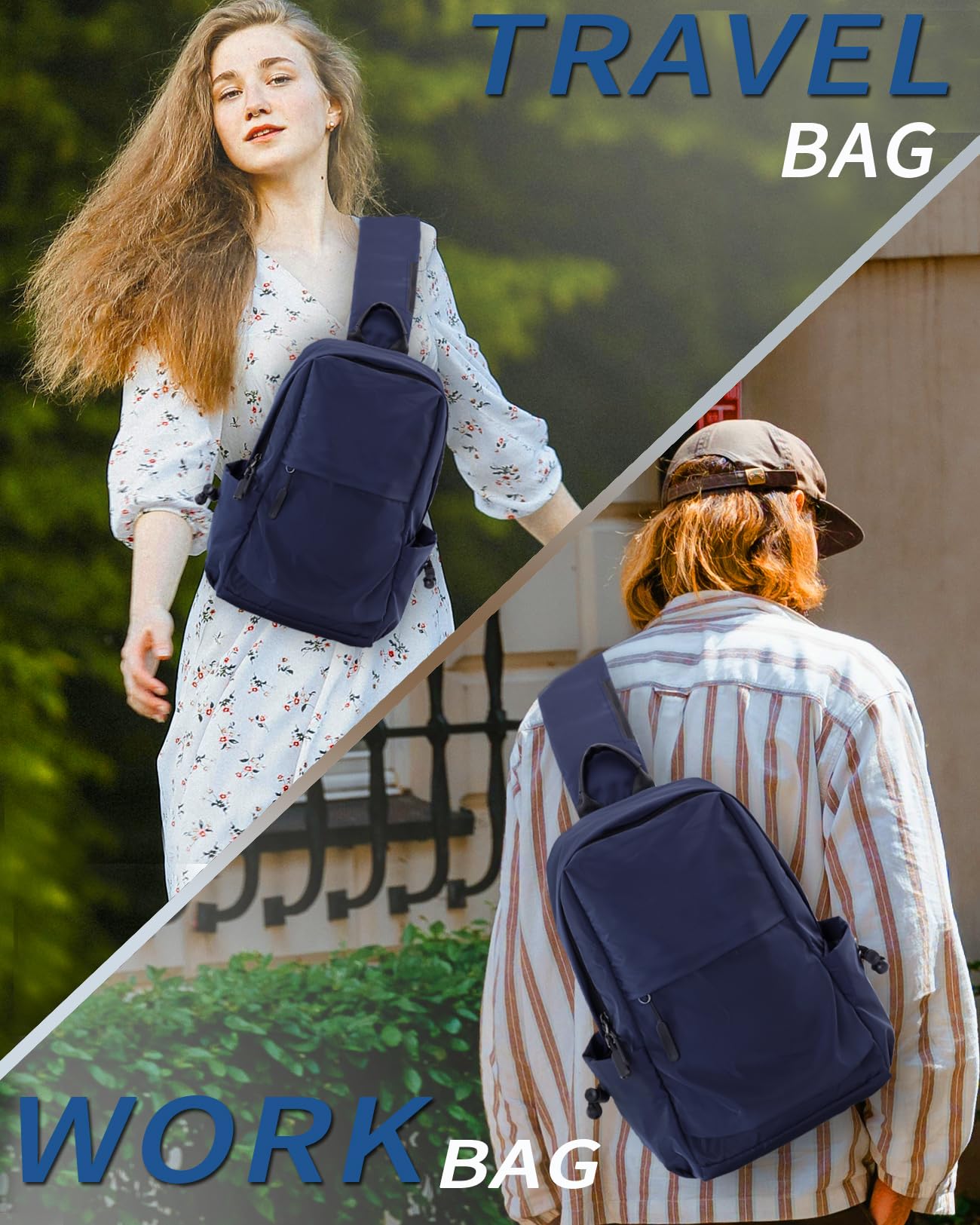 Seoky Rop Mochila bandolera para hombre y mujer, ligera, resistente al agua, para viajes, Azul, S, Mochilas Sling