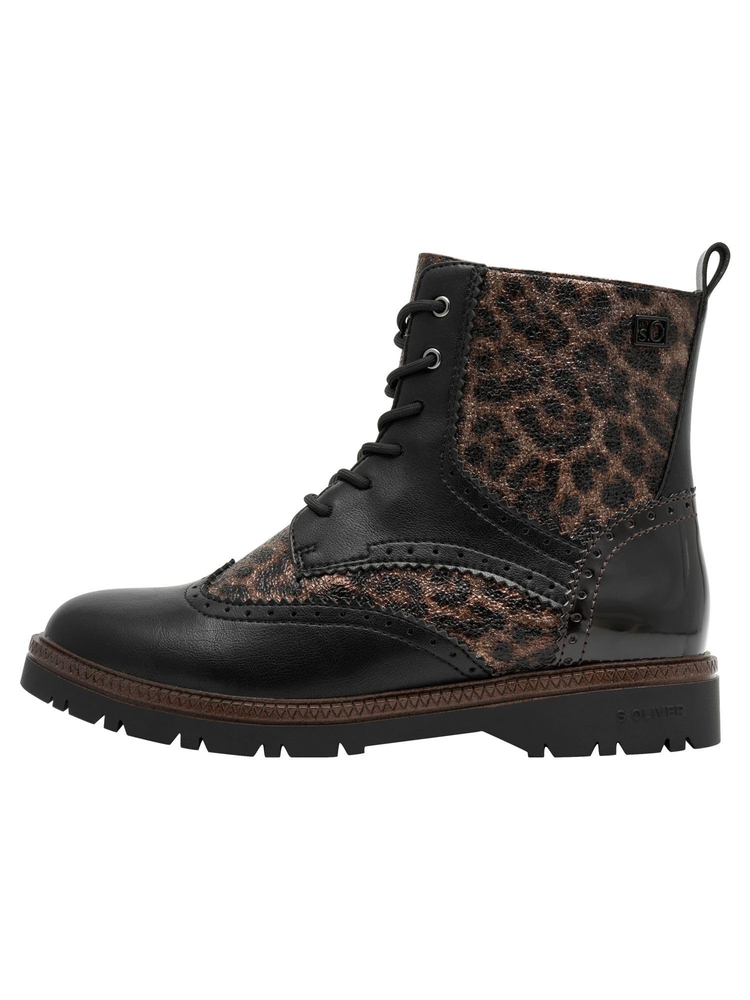 s.Oliver Women's Lace Boot Flat 5-25232-43 Ankle Boots, Leopard Comb, 39 EU, Leopard Comb, 7 UK