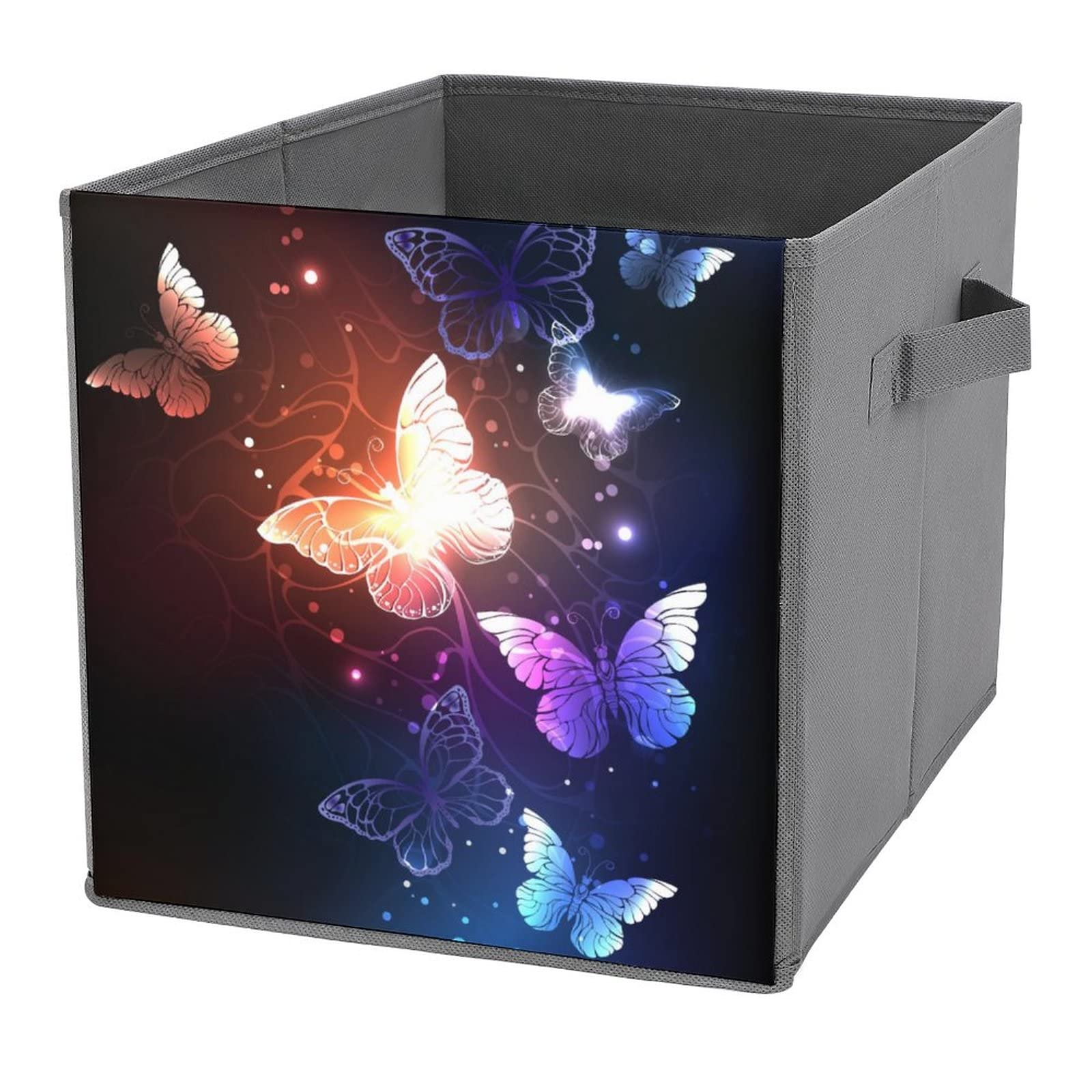 Leuchtender Schmetterling im Dunkeln, faltbare Würfel-Aufbewahrungsbehälter, Spielzeugkiste/Truhe/Organizer aus Stoff für Kinder, funkelnder Schmetterling, zusammenklappbare Aufbewahrungswürfel, Aufb