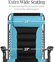Vista 4 de Best Choice Products Silla acolchada de gravedad cero de gran tamaño, reclinable plegable para patio al aire libre, tumbona antigravedad XL